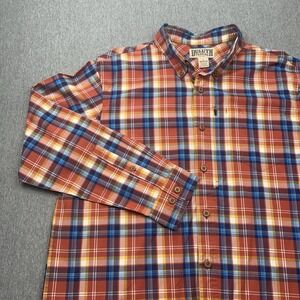 Duluth Trading DuluthFlex Beergarden Button Down Shirt Men's Large Blue Orange